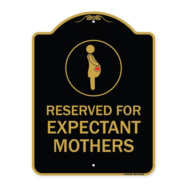 Signmission Reserved for Expectant Mothers W/ Graphic, Black & Gold Aluminum Sign, 24" L, 18" H, BG-1824-23202 A-DES-BG-1824-23202 - main
